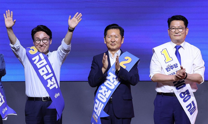 <b>김민석</b>, 민주당 <b>충청</b>권 경선 <b>1위</b>…2위 정청래와 0.4%p차