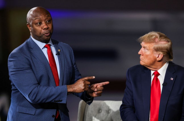 Senator Tim Scott (left) and former President Donald Trump. /Reuters