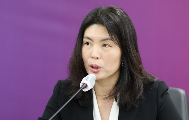 Yoo Hye-mi, head of the financial inclusion commission, giving a speech at the inauguration ceremony of the National Unity Commission's special committee on approaching financial inclusion held at the Seoul Government Seoul Metropolitan Government Office in Jongno-gu on January 17, 2024. Photo by News1 reporter Heo Kyung.