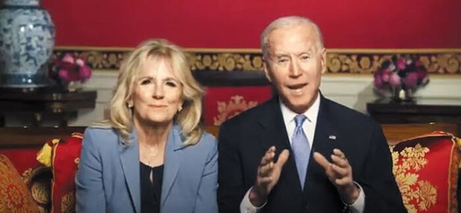 A video posted on Twitter by President Joe Biden (right) and First Lady Jill Biden on January 12 last year, greeting Lunar New Year. This was the first time the White House held a Lunar New Year event. /Biden's Twitter
