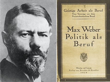 독일 정치사회학자 막스 베버(1864~1920,사진 왼쪽)는 학자와 정치가의 덕목으로 소명(召命·Beruf)을 강조했다. 그는 1917년 11월 뮌헨대학내 진보적 학생단체인 ‘자유학생연합’ 초청으로 ‘소명으로서의 학