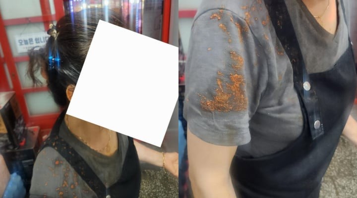 ‘양 적다’며 <b>떡볶이</b>를 <b>얼굴</b>에… ”<b>어머니</b> 생각에 피가 솟는다”