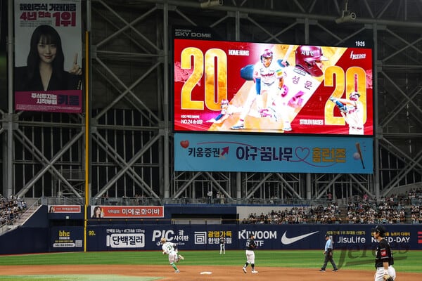 <b>키움 송성문</b>, 프로데뷔 10년 만에 첫 20홈런-20도루