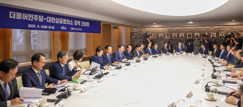 反기업법 강행해 놓고… 與, 최태원 만나선 “소통하겠다”