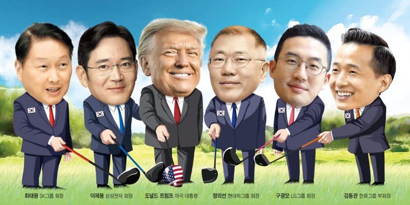 ‘운명의 샷’ 앞둔 총수들 벼락치기 맹훈… 이재용·트럼프 한 조 되나