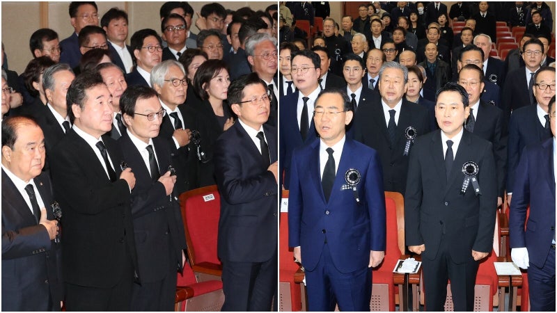 조화만 보낸 민주당… 반쪽 난 YS 10주기 추모식