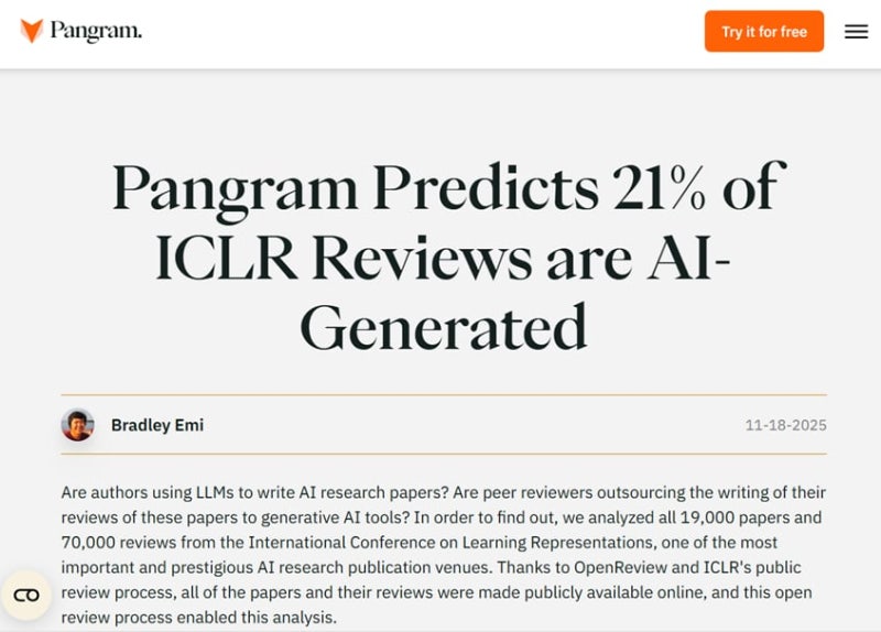 세계 3대 AI 학회에 ‘AI가 쓴 동료 심사평’ 쏟아져 논란