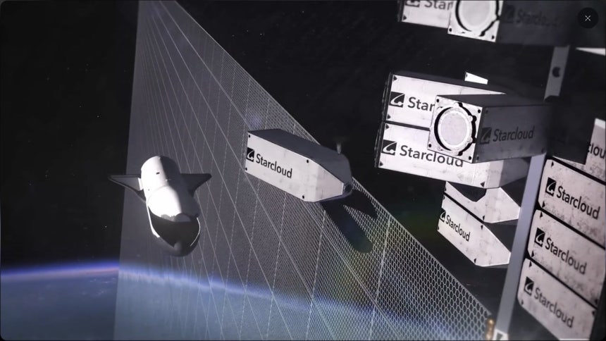 우주에 AI 데이터센터를 구축하는 모습. /스타클라우드