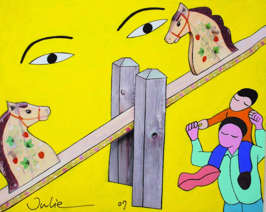 ‘시소에 앉은 두 마리의 말’/황주리 화가 제공