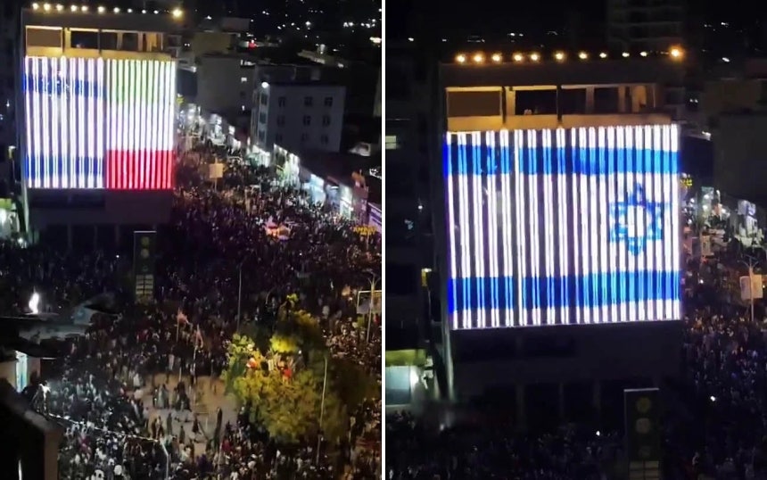 이스라엘의 소말릴란드 국가 승인이 발표되자,수도 하르게이사에서 주민들이 박물관 외벽에 양국 국기를 비추며 기뻐하고 있다./X 스크린샷