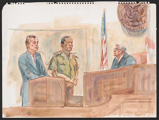 재판을 받고 있는 노리에가의 모습 /미 의회 도서관