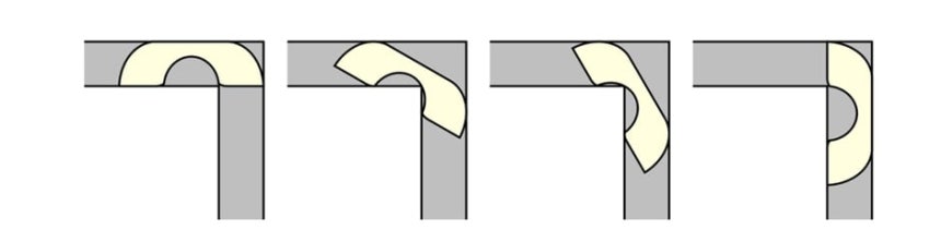 소파 움직이기 문제.수평 복도에서 시작해 직각 코너를 돌아 수직 복도로 빠져나올 수 있는 도형 중 가장 넓은 것이 무엇인지 묻는 문제다./고등과학원