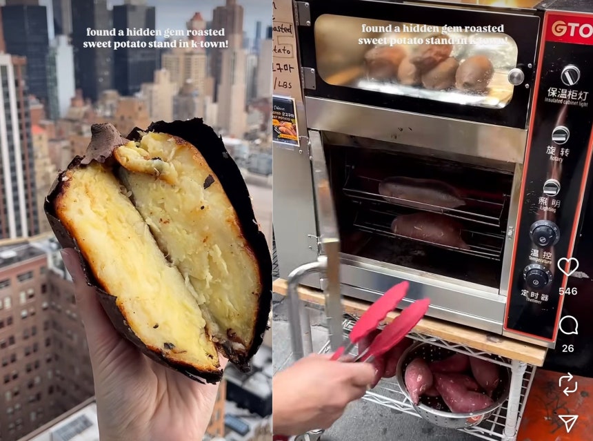 미국 뉴욕에서 판매하는 군고구마./인스타그램 'tinaxzw'