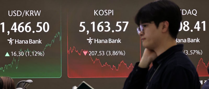 미국 기술주 급락 여파에 외국인 5조원 ‘역대급’ 매도…코스피 3.86% 급락