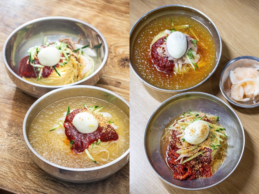 국제밀면(왼쪽)과 대가면옥의 물밀면과 비빔밀면./김종연 영상미디어 객원기자