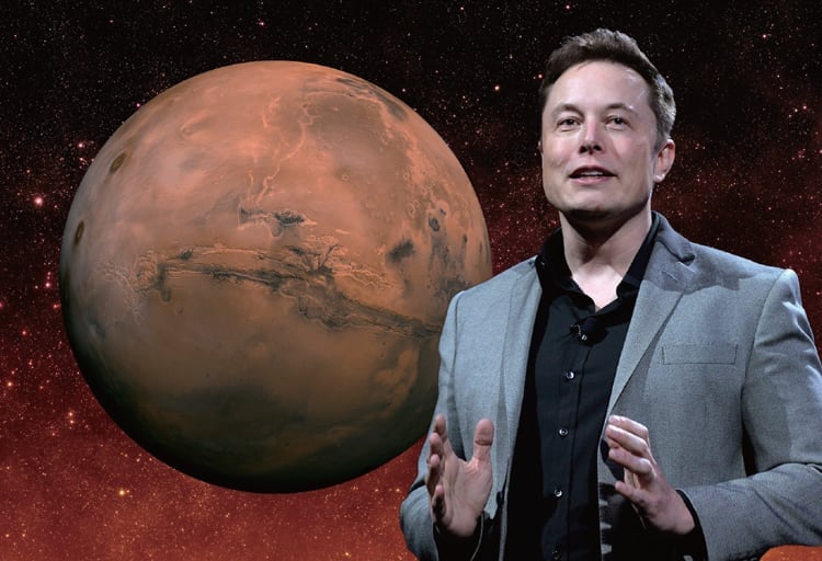 일론 머스크와 화성을 합성한 사진./NASA