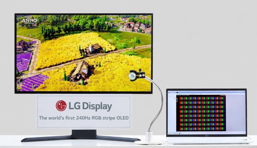LG디스플레이는 240㎐(헤르츠) RGB(적·녹·청) 스트라이프 OLED(유기발광다이오드) 패널 개발에 성공했다고 최근 밝혔다./LG디스플레이