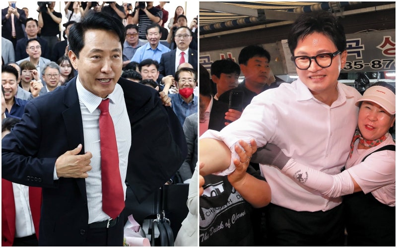 서울·부산서 ‘명픽’ 꺾은 오세훈·한동훈, 보수 재건의 투톱으로