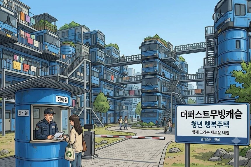 지난 7일 더불어민주당 황희 의원의 '폐버스 청년주택' 제안이 나온 뒤, 소셜 미디어(SNS)상에는 황 의원의 제안을 풍자하는 이미지들이 잇따라 올라왔다./SNS 캡처