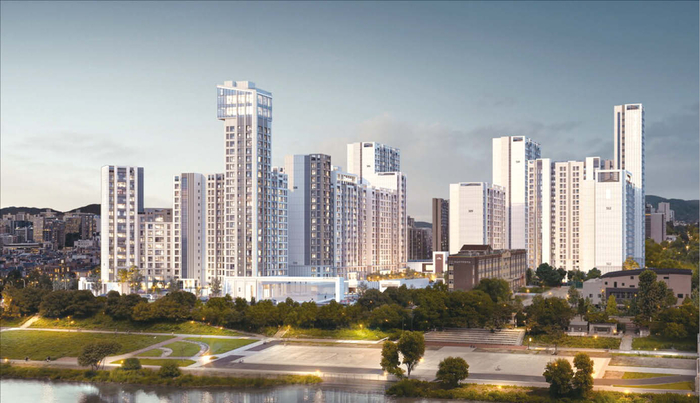  최근 분양 시장에서 청약 흥행에 성공한 경기 성남 분당신도시‘더샵분당티에르원’은 느티마을3단지를 수직증축으로 리모델링한 아파트다.(포스코이앤씨 제공)