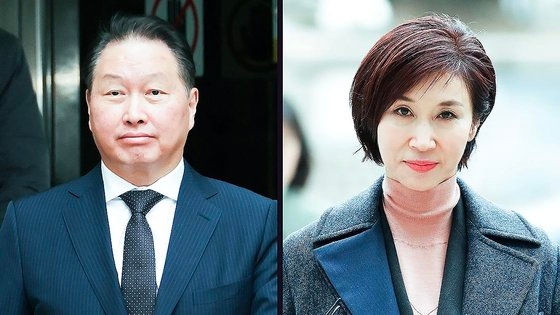 최태원 SK그룹 회장(왼쪽)과 이혼 소송 중인 노소영 아트센터 나비 관장. 뉴스1