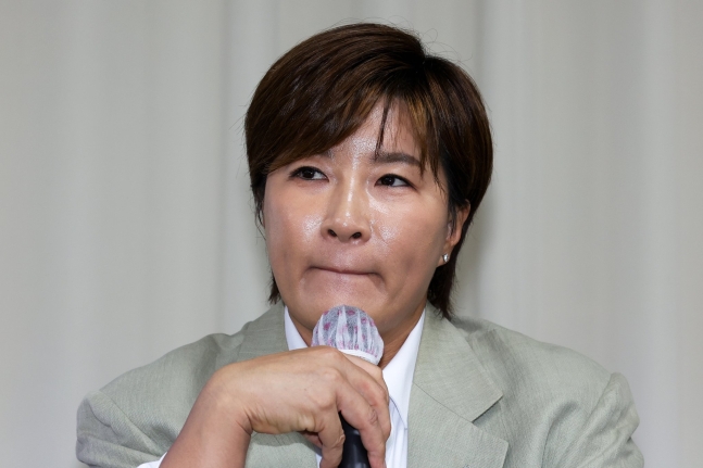 박세리 박세리 희망재단 이사장이 18일 오후 서울 강남구 삼성동 스페이스쉐어에서 기자회견을 하고 있다. 장진영 기자. 