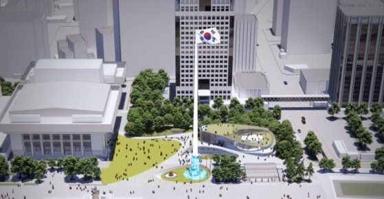  광화문광장에 국가상징 조형물로 설치될 대형 태극기 조감도. 사진 서울시사진 서울시