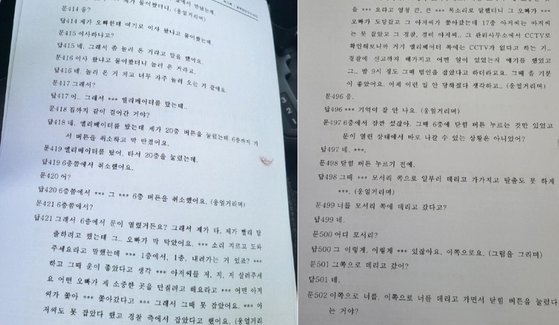 A양이 경찰 조사에서 진술한 내용 일부. 사진 온라인 커뮤니티 캡처