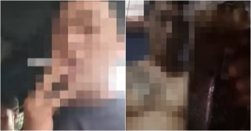 이송 중 담배를 피는 A씨(왼쪽)와 A씨가 라이브 방송 진행하는 모습. JTBC '사건반장' 캡처