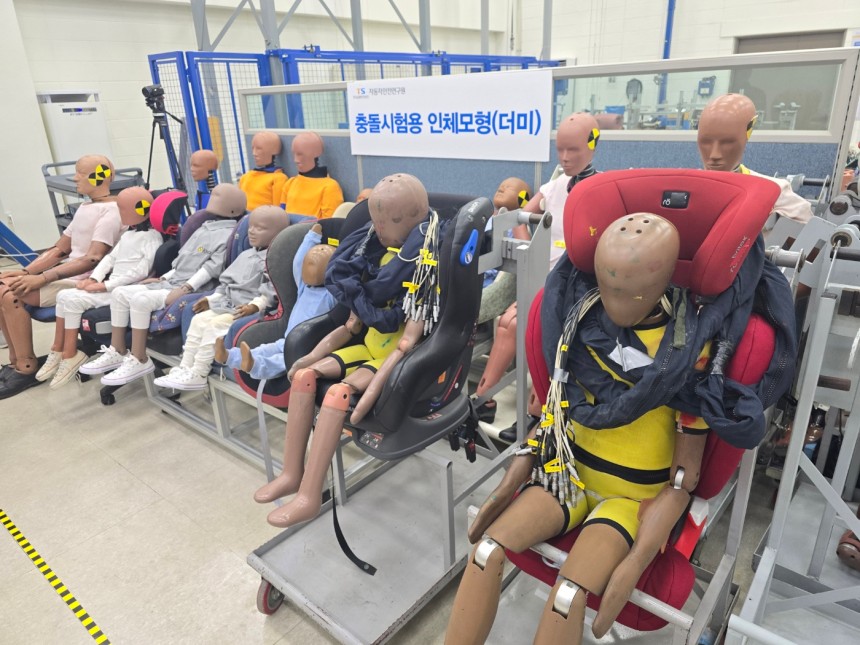 자동차안전연구원이 보유한 충돌시험용 더미들.강갑생 기자