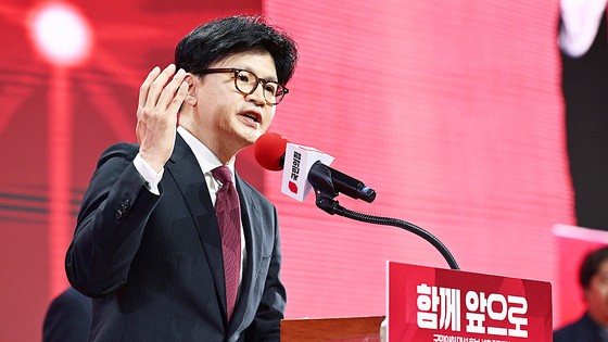  국민의힘 한동훈 대선 후보가 지난 3일 경기 일산 킨텍스에서 열린 제5차 전당대회에서 탈락한 후 승복연설을 하고 있다. 임현동 기자