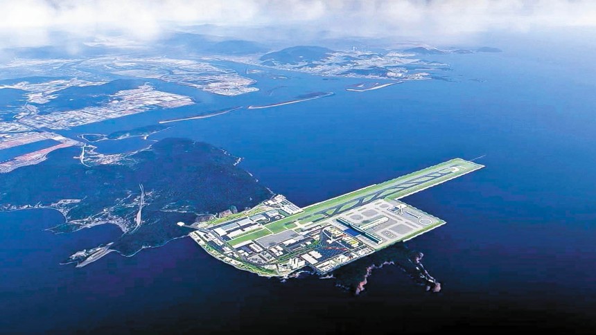 부산시 강서구 가덕도 일원에 건설될 예정인 가덕도 신공항 조감도.연합뉴스