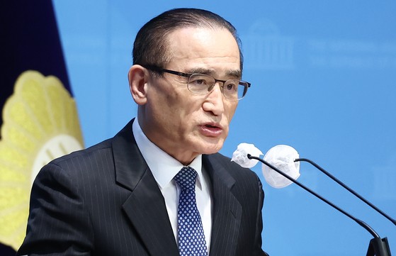 위성락 더불어민주당 의원이 지난해 10월 28일 오후 서울 여의도 국회 소통관에서 국가안보상황점검위원회 3차 회의 관련 기자회견을 하고 있다.뉴스1