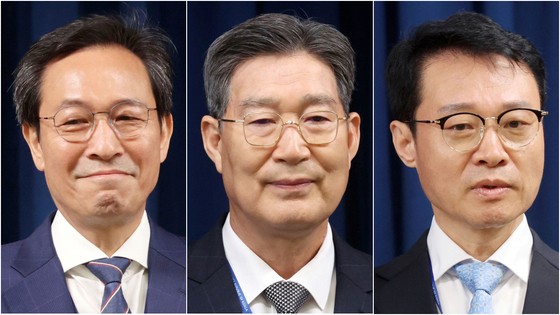 이재명 대통령이 8일 3명의 수석비서관을 임명했다. 왼쪽부터 우상호 정무수석, 오광수 민정수석, 이규연 홍보소통수석. 