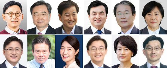 윗줄 왼쪽부터 배경훈 과학기술정보통신부 장관 후보자, 조현 외교부 장관 후보자, 정동영 통일부 장관 후보자, 안규백 국방부 장관 후보자, 권오을 국가보훈부 장관 후보자, 유임된 송미령 농림축산식품부 장관.   아래줄