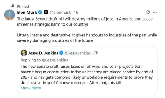 머스크가 28일 엑스에 올린 글. @elonmusk X 게시물 캡처