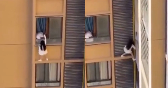 불륜 들킬까봐 아파트 10층 창문으로 도망친 내연녀