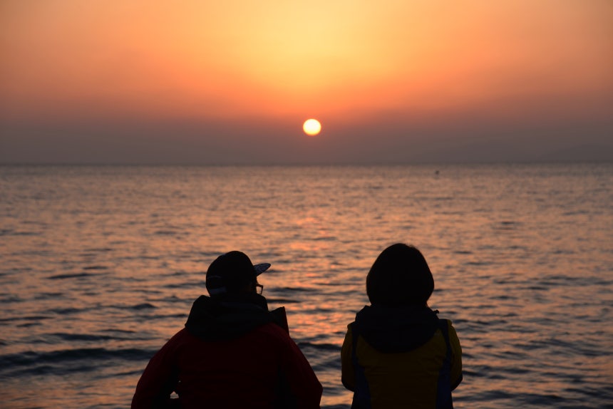 서해랑길 72~73코스를 걸은 뒤 몽산포해수욕장에서 만난 일몰.