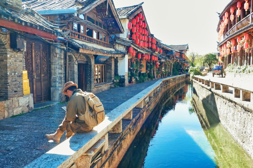 리장고성의 수로.고대에 만들어 진 수로가 오늘날까지 유지되고 있어 더욱 놀랍다.