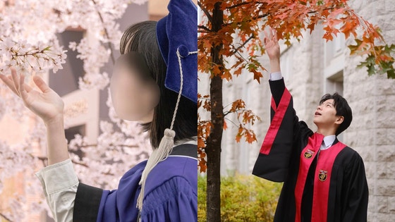 대학가에 뉴노멀로 자리 잡은 졸업 스냅 예시.학생들은 자연스러운 분위기에서 원하는 스타일의 사진을 찍을 수 있는 것을 졸업 스냅의 매력으로 꼽는다.사진 독자