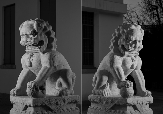 간송 전형필(1906~1962)이 세운 미술관 앞을 80여년간 지켜온 사자상이 중국으로 돌아간다.국립중앙박물관은 5일 중국 국가문물국과 함께 간송미술관이 소장한 석사자상 한 쌍을 중국에 기증하는 내용의 협약 문