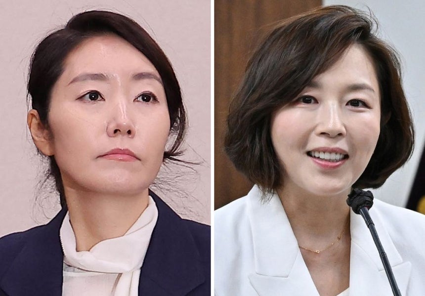 강선우 무소속 의원(왼쪽)과,<a href=