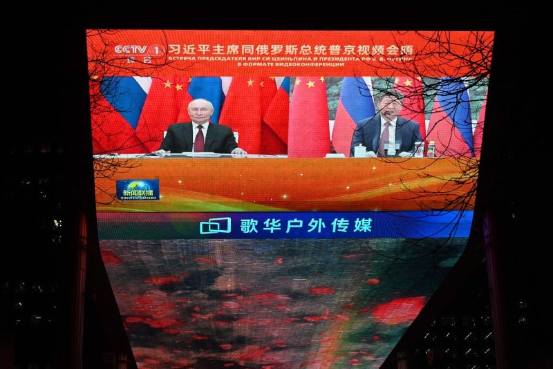 [사진] 시진핑·푸틴 화상 정상회담