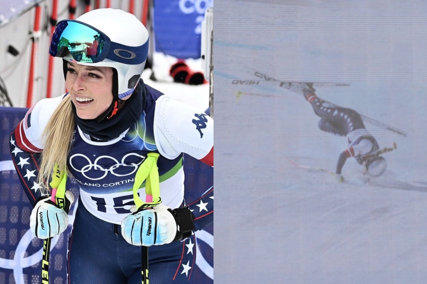 전방 십자인대 파열 진단에도 올림픽 출전을 강행한 스키 스타 린지 본(미국)이 8일(현지시간) 이탈리아 코르티나담페초의 토파네 알파인스키 센터에서 열린 2026 밀라노·코르티나담페