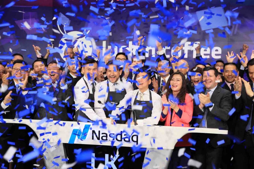 2019년 5월 미국 증시에서 기업 공개(IPO)에 나선 루이싱 커피.사진 나스닥