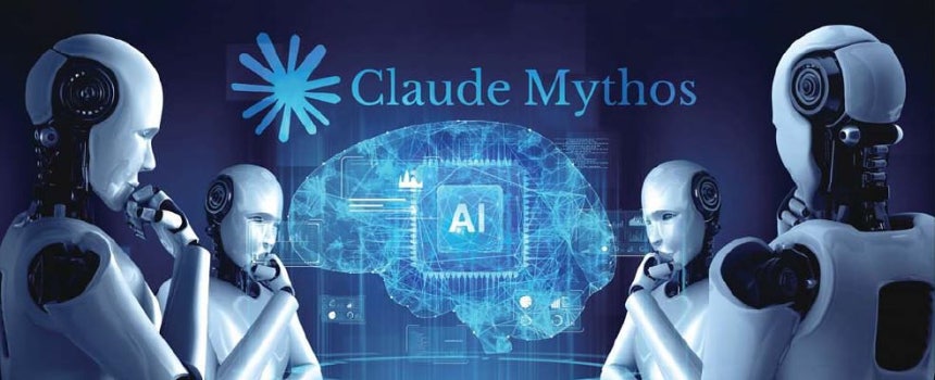 앤트로픽의 초강력 AI 신모델‘미토스’이미지.휴머노이드와 인간의 뇌 이미지를 결합해 AI를 형상화한 그래픽 이미지.사진 셔터스톡