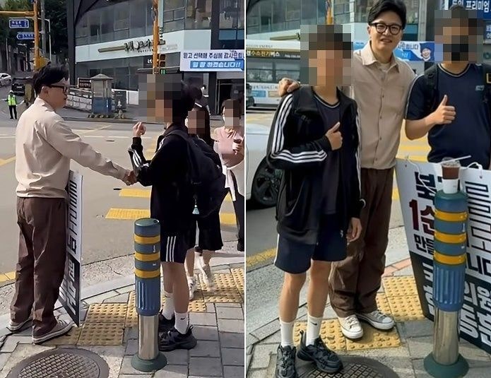 한동훈 “아저씨 지다가 쫄깃하게 붙었어”…학생들에 당선 인사