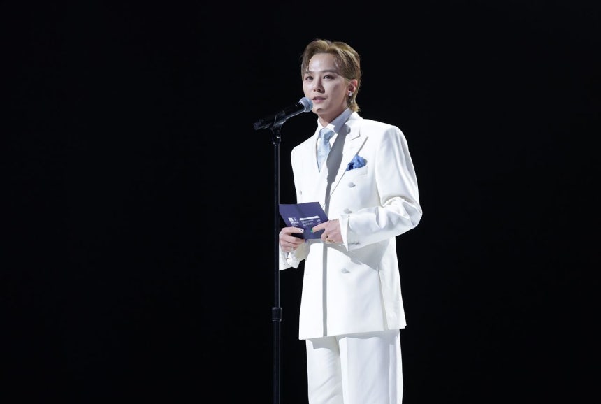 제48차 유네스코 세계유산위원회 홍보대사 지드래곤이 19일 부산에서 이재명 대통령이 참석한 가운데 열린 개회식에서 발언하고 있다.연합뉴스