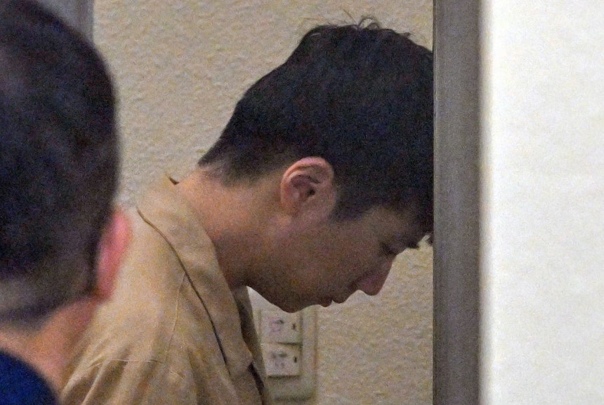 성폭력범죄의 처벌 등에 관한 특례법 위반(강간 등 살인) 혐의로 기소된 장윤기가 30일 광주지법에서 열린 1심 선고 공판에 출석하고 있다.법원은 장윤기에게 무기징역을 선고했다.[뉴스1]