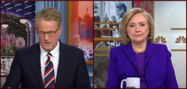 9일(현지시각) 힐러리 클린턴 전 미국 국무장관이 미국 엠에스엔비시(MSNBC) 아침 프로그램 ‘모닝 조’에 출연한 모습. 유튜브 갈무리